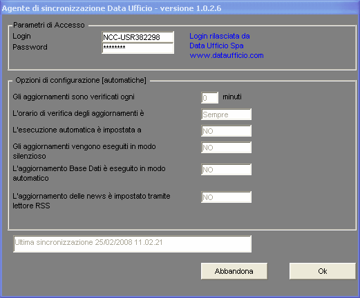 Sincronizzazione accesso al sistema. Questa operazione deve essere effettuata solamente dopo aver effettuato l'installazione. Fig.