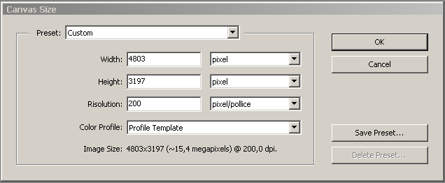 4.1 Come aprire e di impostare le dimensioni del modello Fare clic sul pulsante "Dimension Digitare la dimensione e la risoluzione o sceglierne uno dal "Custom" Attenzione!