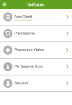 App UniSalute per smartphone e tablet AREA RISERVATA AI CLIENTI Si accede con le stesse credenziali che si utilizzano