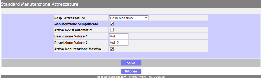 PQ07eA Ed. 0 Rev. 4 - Pag. 2 di 6 Il Responsabile Qualità deve accedere alla pagina di Configurazione delle manutenzioni dal Menu visibile in Fig.