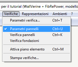 Parametri pannelli Dopo aver inserito i parametri meccanici generali dei materiali, l'altra operazione da eseguire successivamente è l'inserimento dei parametri dei pannelli.