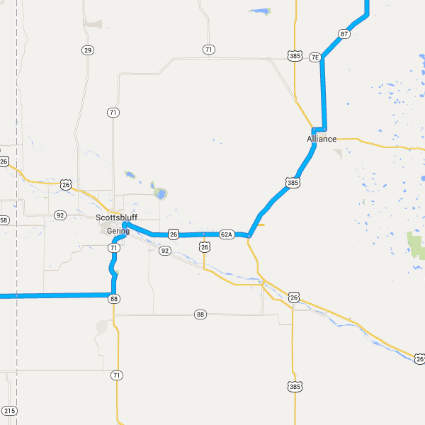 47,2 km/28 min 61. Svolta a destra e imbocca WY-151 E Ingresso in Nebraska 62.