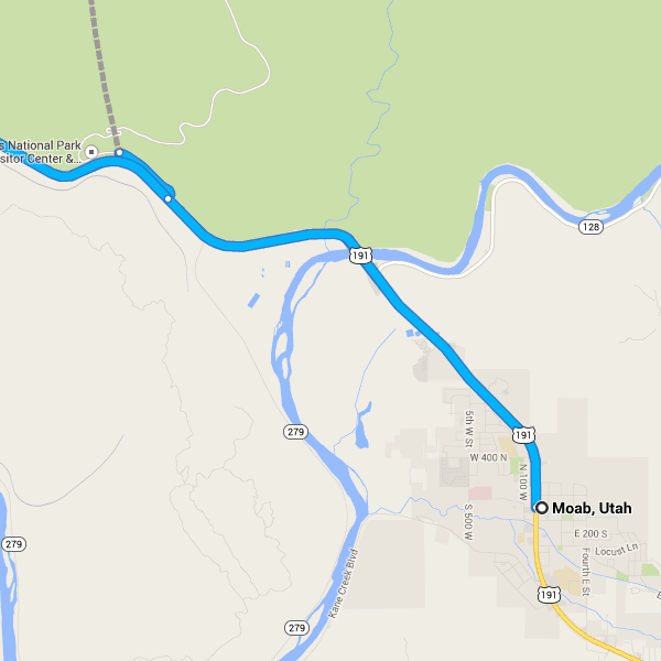 36. Svolta a sinistra e imbocca E Center St 81 m 8,4 km/9 min Moab, Utah Stati Uniti Prendi I-70 E 51,5 km/32 min 37. Procedi in direzione ovest da E Center St verso N Main St 81 m 38.