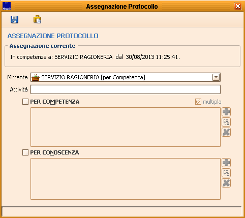 Barra dei Bottoni Visualizza: permette di accedere in consultazione alla maschera del protocollo selezionato. Prot. Ingresso: permette di registrare un nuovo protocollo in ingresso. Prot. Uscita: permette di registrare un nuovo protocollo in uscita.