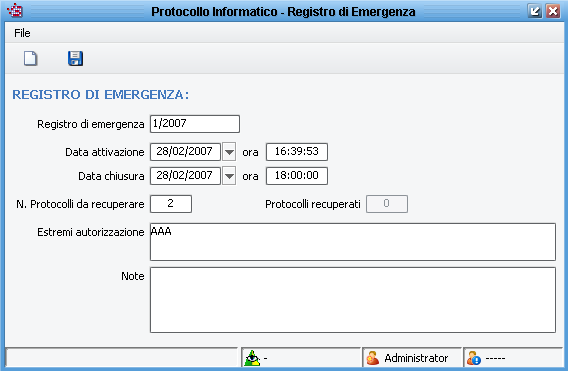 Registro di Emergenza Qualora il sistema di protocollo informatico fosse inutilizzabile per causa di forza maggiore, è possibile attivarsi con il registro di emergenza cartaceo.