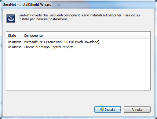 0 e/o le librerie di stampa Crystal Reports appare una videata simile alla seguente; per le librerie Microsoft.NET Framework 4.