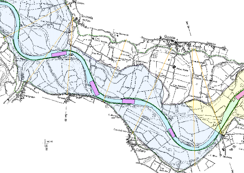 Analisi dei 3 tratti di studio: dalla curva 28 alla curva 26, comprensivo di 4 punti di basso fondale dalla curva 33