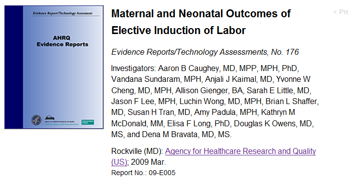 Conclusions: Randomized controlled trials suggest that elective induction of labor at 41 weeks of gestation and beyond may be associated with a decrease in both the risk of cesarean delivery and of