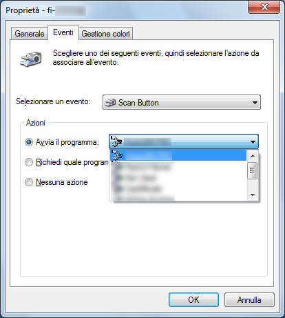 Capitolo 5 6 Selezionare un'azione e un'applicazione da lanciare dall'evento del tasto. Selezionare [Avvia il programma] sotto [Azioni] e selezionare un'applicazione dal menu visualizzato a destra.