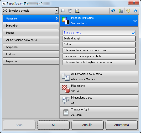 Capitolo 3 di 3.2 Elementi di impostazione del driver PaperStream IP Questa sezione descrive gli elementi di impostazione principali nella finestra normale per il driver PaperStream IP.