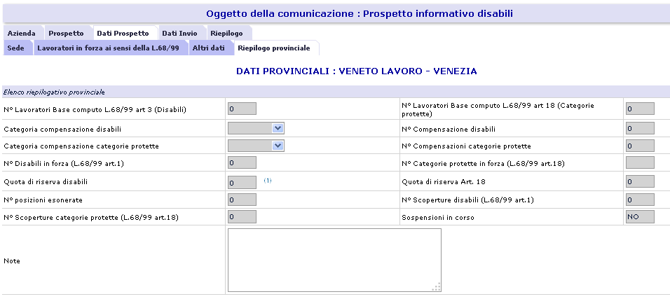 Figura 107: Dati prospetto - Altri dati (2) Figura 108: Dati prospetto - Riepilogo Provinciale La sezione del riepilogo provinciale viene valorizzata automaticamente dal