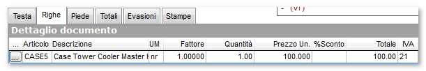 CONFIGURAZIONE DOCUMENTO In questo caso la configurazione è stata duplicata da una fattura di vendita.