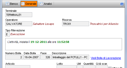 9.4 Bolle Nella finestra di gestione delle Bolle di Lavorazione ora è possibile vedere la colonna della Quantità Scartata e le Date Effettive di inizio/fine per ogni singola fase della bolla.