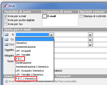 2.4 Campi email Nelle finestre di gestione delle varie anagrafiche del programma, sono presenti i campi per la memorizzazione degli indirizzi di posta elettronica.