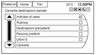 Navigazione 59 Premere per visualizzare il menù Impostazioni traffico. Eventi di traffico (On/Off): Premere per abilitare o disabilitare la funzione traffico.