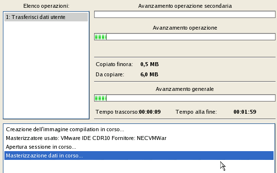 90 8. Nella pagina Scegli un registratore, selezionare un registratore dall'elenco dei dispositivi disponibili, quindi impostare un'etichetta volume immettendola nel campo appropriato. 9.