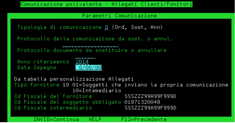 dall'intermediario) Codice Fiscale del Soggetto Obbligato: indicare quanto richiesto In base a quanto sopra indicato, quando verrà generato il File Telematico sarà visualizzata la seguente videata: