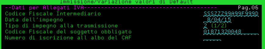 c) L Agenzia Viaggi invia il file ad un Intermediario che predispone e invia la Comunicazione L Agenzia Viaggi deve andare in Archivi di Base/Parametri/Personalizzazioni pag- 06 e compilare i dati