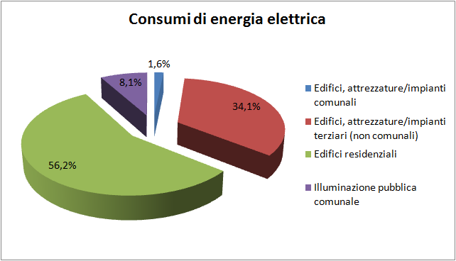 Dato infatti un consumo complessivo di energia elettrica pari a circa 22.274,83 MWh nell anno 2007, il 56,2% di esso è da attribuirsi a questo utilizzo (circa 12.528,79 MWh).