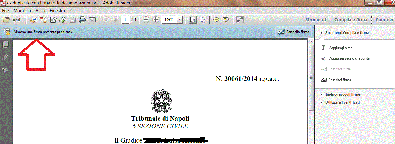 agli Avvocati tramite il PST file privati della firma digitale attraverso un operazione che eliminava la firma ed apponeva sull immagine la famosa coccardina sul margine con l indicazione del