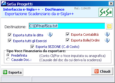 Esportazione dati da e-sigla++ a DocFinance.