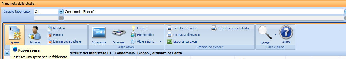 Registrare le entrate e le uscite Registrazione di spese Dalle sezione di prima nota si possono gestire 4 casi possibili: - Spese pagate da inserire nel rendiconto - Spese pagate da non inserire nel