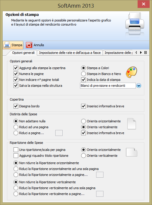 selezionare la voce che non si desidera stampare e cliccare sulla X rossa. Sempre da questa sezione, è possibile modificare l ordine di stampa e utilizzando le apposite frecce verdi di posizionamento.