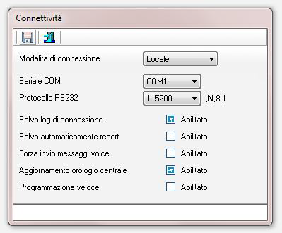 14 Collegamento PC - Centrale Terminata la parte relativa alla definizione dei componenti dell impianto (capitoli precedenti) è possibile passare alla programmazione della centrale sia da tastiera e