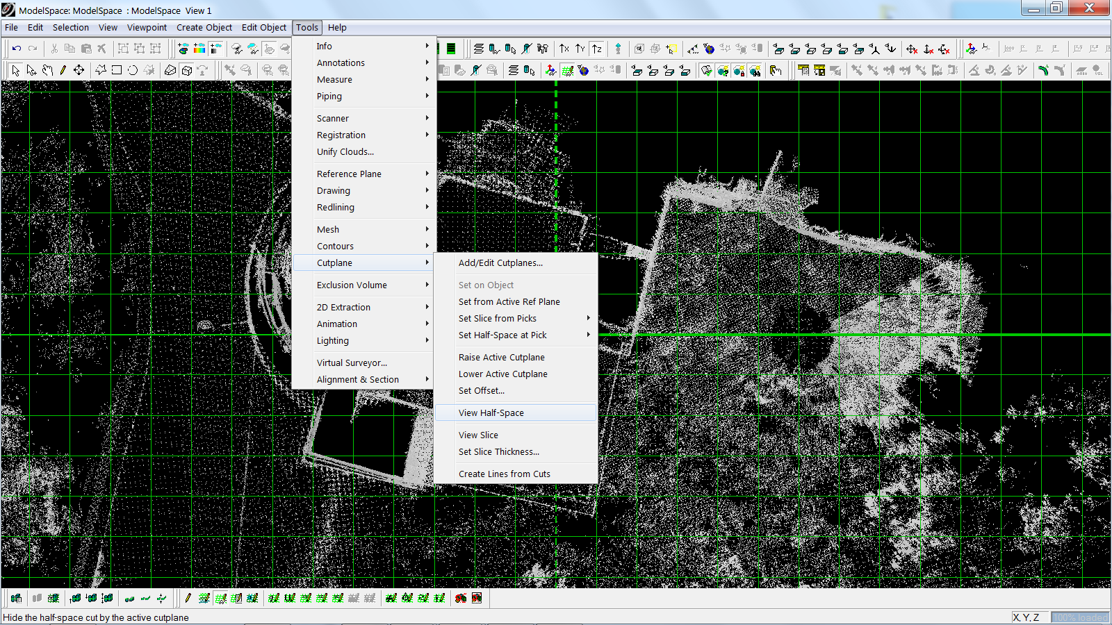 LAVORAZIONE PRODUZIONE DI SCREENSHOT 5.a Tools > Cut Plane > View Half-Space.