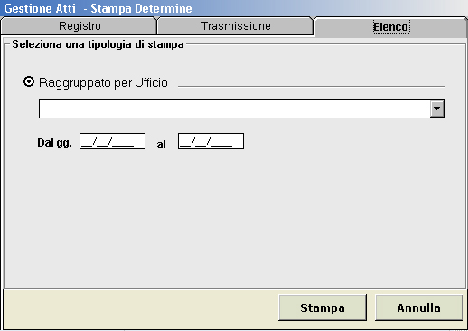 Elenco In questa sezione l unica stampa possibile è quella dell elenco raggruppato per ufficio.