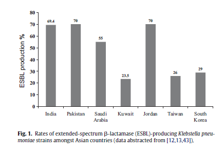 Klebsiella ESBL + in Asia