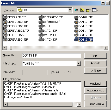Qesta è la cartella corrente. Fare clic tenendo premto il tasto Maisc o Ctrl per immettere più di n file nella casella di testo Nome file. Specificare i tipi di file per l elenco.