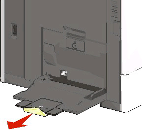 L'alimentatore multiuso può contenere circa: 100 fogli di cartoncino da 75g/m 2 carta (20 libbre) 10 buste 75 lucidi L'alimentatore multiuso può contenere carta o supporti speciali con le seguenti