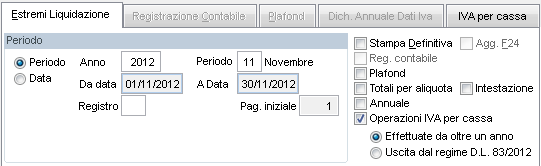 3.2 Liquidazione IVA È stata modificata la procedura di liquidazione IVA per fare in modo di considerare in automatico le fatture\note (vendita e acquisto) con IVA per cassa e gestione del registro