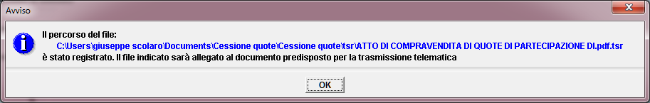 L allegazione della marca temporale nel riepilogo Ci si posiziona nella cartella in cui si è salvato il file con la marca