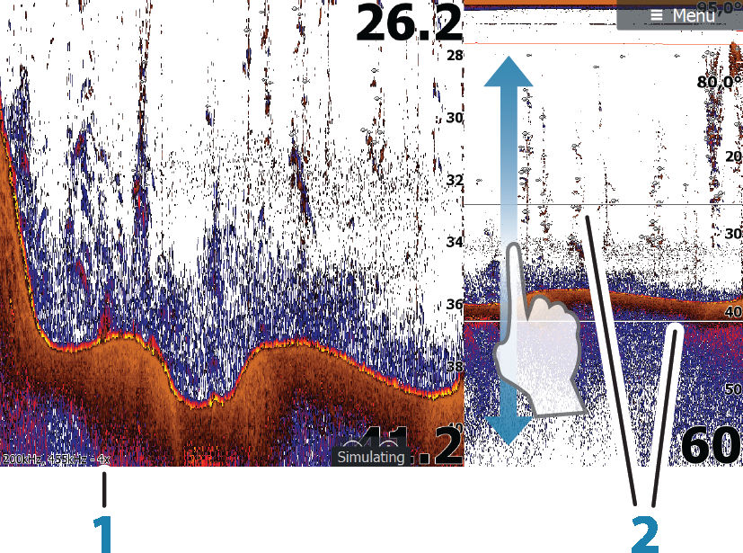 Opzioni di visualizzazione Sonar Selezionare l'opzione Visione nel menu Sonar per esplorare le opzioni di visualizzazione.