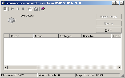 Protezione del computer da virus e rischi per la sicurezza Interpretazione dei risultati della scansione 75 Se si sceglie Sì e si chiude la finestra di dialogo senza eseguire alcuna azione, è