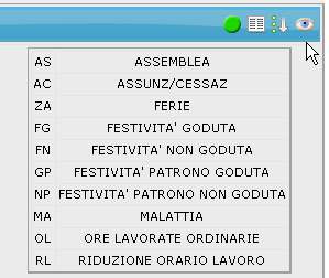 Freccia in giù cliccando può essere selezionato l ordinamento Occhio risulta possibile visionare i giustificativi associati all azienda 7.2.