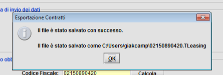 Per salvare il file cliccare su Salva, una finestra ci mostrerà il percorso dove è stato salvato il file.