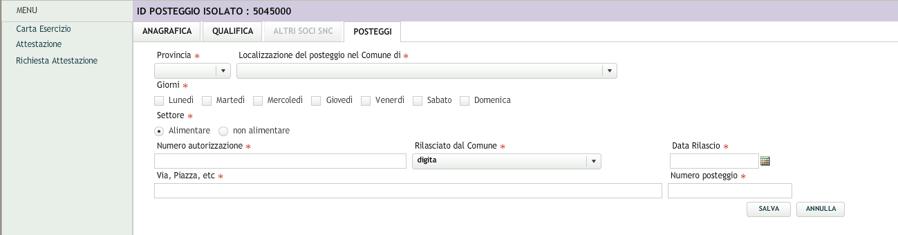 7.3.4 Scheda POSTEGGI L ultima scheda che si apre è denominata POSTEGGI.