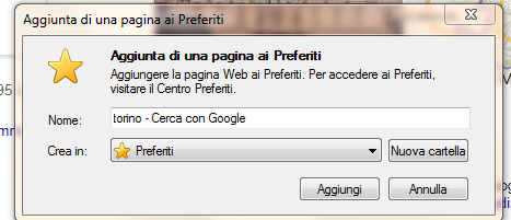 Facciamo click su preferiti poi su aggiungi a preferiti Possiamo scegliere il