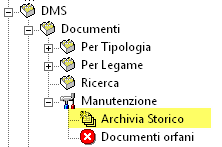 7.2 Archivia Storico La nuova procedura Archivia Storico permetterà di generare ed archiviare nel DMS il pdf immagine del documento per tutti quei documenti che sono configurati con il flag