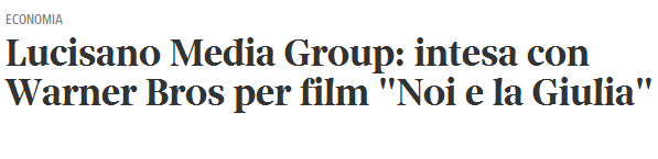 TESTATA Corriere.it DATA 24 giugno 2014 Italian International Film, controllata di Lucisano Media Group, ha raggiunto un accordo con la Warner Bros.
