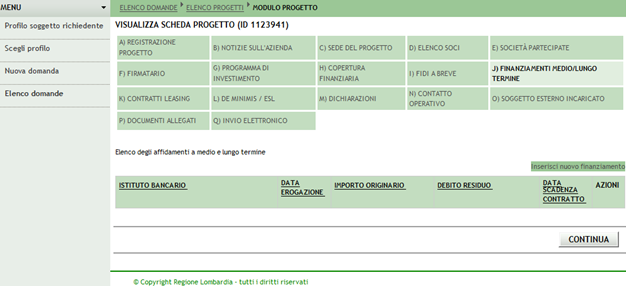 La sezione «finanziamenti a medio/lungo termine» non è obbligatoria, se presenti inserirli