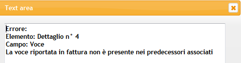 Fig.21 Se in una delle voci inserite dal sistema non è presente il Codice IVA, comparirà l errore riportato nella figura 22, questo dovrà essere valorizzato nella riga di dettaglio indicata per poter