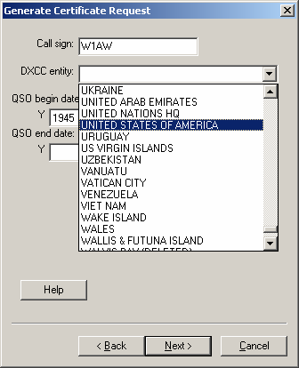 6. La data QSO BEGIN deve essere quella di rilascio di questo nominativo.