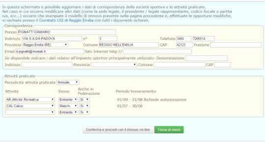 atto dell affiliazione saranno quelle per le quali sarà possibile