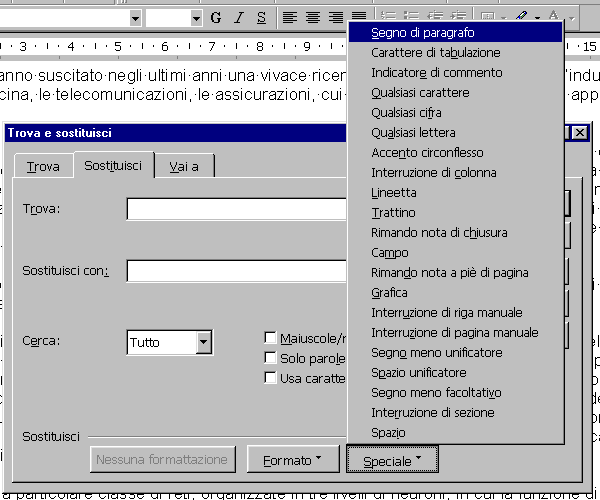 Eliminare tutti i segni di paragrafo Sostituzione automatica (2.