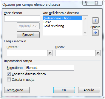 48 AM3 Elaborazione testi livello avanzato Campo modulo elenco a discesa: Voce elenco Voci nell elenco a discesa Permette di digitare le voci che devono comparire nell elenco a discesa.