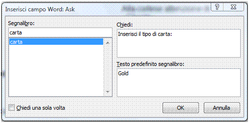 AM3 Elaborazione testi livello avanzato 53 Campo ASK Campo IF Visualizza una finestra di dialogo nella quale è possibile digitare delle informazioni che vengono assegnate a un segnalibro.